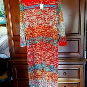 Colorful Long Sleeve Dress XXXL